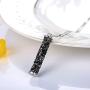 Sllaiss 925 Sterling Silver Necklace Swarovski Crystal Vertical Bar Pendant Necklace for Women Black Crystal Necklace Gift for Her Y Necklace