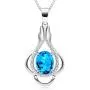 HXZZ Fine Jewelry Natural Gemstone Women Gifts 925 Sterling Silver Swiss Blue Topaz Pendant Necklace HXZZ Fine Jewelry Natural Gemstone Women Gifts 925 Sterling Silver Swiss Blue Topaz Pendant Necklace