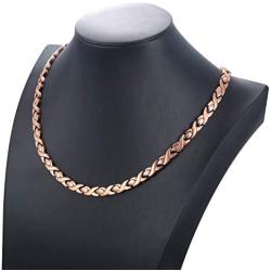 Feraco Copper Magnetic Therapy Necklace for Women Men Pain Relief for Arthritis 99.99% Pure Solid Copper Chain Necklace with Magnets Unique X Shape Links Adjustable