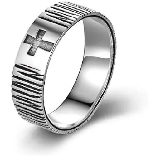 YFN Cross Ring Vintage Sterling Silver Mens Cross Band Rings Size 9.5 YFN Cross Ring Vintage Sterling Silver Mens Cross Band Rings Size 9.5