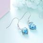 YinShan Austria Blue Zircon Jewelry 925 Sterling Silver CZ Butterfly Wing Simple Teardrop Dangle Earrings and Necklace