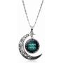 JczR.Y Hollow Crescent Constellation Necklace Pendant Time Gemstone Luminous Glow Long Sweater Chain Necklace Jewelry Fashion
