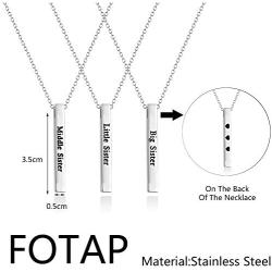 FOTAP 3 Sisters Jewelry Big Sister Middle Sister Little Sister Necklace Triplets Necklace 3 Sisters Necklace Set of 3 Friendship Necklace BFF Gifts