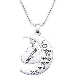 HOFOYA Jewelry Gifts for Daughter Form Mom and Dad,Birthday Day Gift for Daughter,Present for Women or Girl,I Love You Moon Necklace.