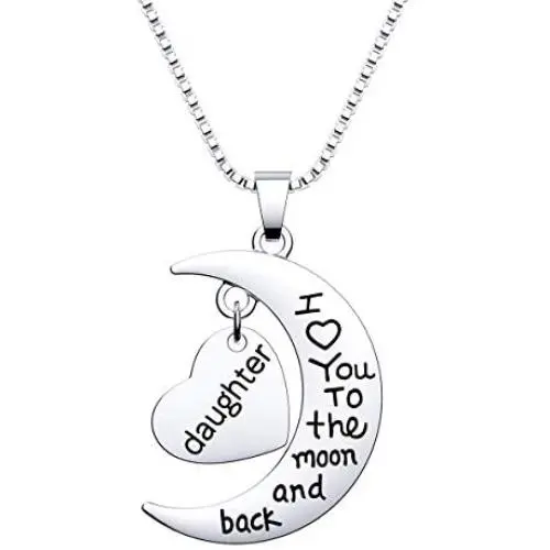 HOFOYA Jewelry Gifts for Daughter Form Mom and Dad,Birthday Day Gift for Daughter,Present for Women or Girl,I Love You Moon Necklace. HOFOYA Jewelry Gifts for Daughter Form Mom and Dad,Birthday Day Gift for Daughter,Present for Women or Girl,I Love You Moon Necklace.
