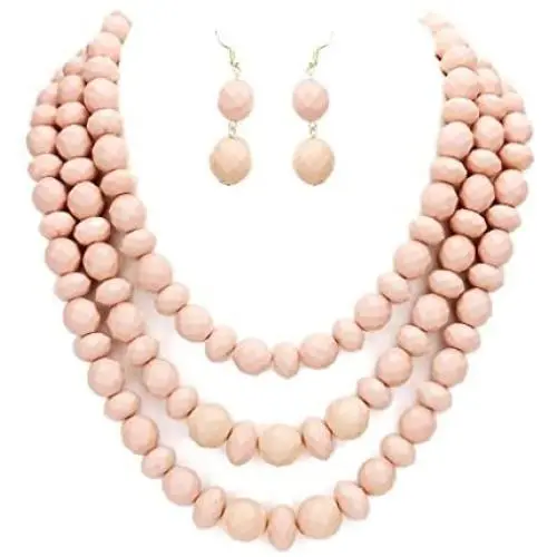 Affordable Wedding Jewelry Uniklook Fashion Layered Strands Light Pink Rose Beaded Beads Necklace Earrings Set Gift Bijoux Affordable Wedding Jewelry Uniklook Fashion Layered Strands Light Pink Rose Beaded Beads Necklace Earrings Set Gift Bijoux