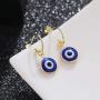 14k Gold Evil Eye Huggie Hoop Earrings,Dainty Tiny Turkish Enamel Blue Evil Eye Dangle Hoop Earrings for Women Lucky Jewelry