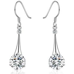 SBLING Platinum-Plated Silver Cubic Zirconia Tear Drop Earrings (6.5 cttw)