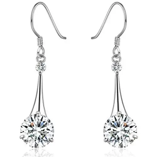 SBLING Platinum-Plated Silver Cubic Zirconia Tear Drop Earrings (6.5 cttw) SBLING Platinum-Plated Silver Cubic Zirconia Tear Drop Earrings (6.5 cttw)