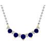 Dazzlingrock Collection 10K Gold Round Blue Sapphire & White Diamond Ladies Necklace (Silver Chain Included)