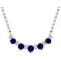 Dazzlingrock Collection 10K Gold Round Blue Sapphire & White Diamond Ladies Necklace (Silver Chain Included)