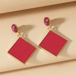 Sinkcangwu Vintage Solid Color Acrylic Drop Earrings Fashion Jewelry Minimalist Geometric Red Resin Statement Earrings For Women Girl