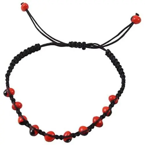 Peruvian Souvenir Gift Adjustable Macrame Good Luck Bracelet - Red Black Huayruro Seeds - Handmade by Evelyn Brooks Peruvian Souvenir Gift Adjustable Macrame Good Luck Bracelet - Red Black Huayruro Seeds - Handmade by Evelyn Brooks