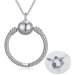 LONAGO 925 Sterling Silver O Pendant Fit Original Pandora Charm Necklace Charm Jewelry Gift for Women Girl