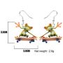 WEVENI Acrylic Cute Skateboard Frog Earrings Heart Dangle Drop Funny Jewelry For Women Girls Charm Gift