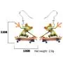 WEVENI Acrylic Cute Skateboard Frog Earrings Heart Dangle Drop Funny Jewelry For Women Girls Charm Gift WEVENI Acrylic Cute Skateboard Frog Earrings Heart Dangle Drop Funny Jewelry For Women Girls Charm Gift