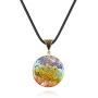 2 Pcs Natural Raw Resin Pendant Necklace Teardrop Round Protection Spiritual Healing Pendant Necklace Wire Wrapped Stone Pendant Adjustable Cord Necklace Yoga Jewelry for Women Men