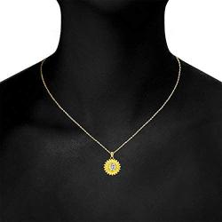 PRAYMOS Sunflower Necklace 18k Gold Plated 925 Sterling Silver CZ Pendant Necklace You are My Sunshine