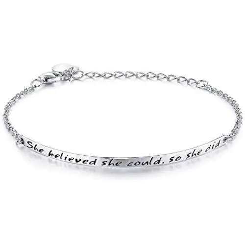 NINAMAID “She believed she could so she did” Engraved 925 Sterling Silver Inspirational Bangle Bracelets NINAMAID “She believed she could so she did” Engraved 925 Sterling Silver Inspirational Bangle Bracelets
