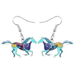 NEWEI Enamel Alloy Sweet Running Horse Earrings Drop Dangle Fashion Animal Jewelry for Women Girls Gift