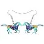 NEWEI Enamel Alloy Sweet Running Horse Earrings Drop Dangle Fashion Animal Jewelry for Women Girls Gift