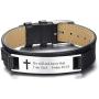 MPRAINBOW Christian Gifts for Men Boy,Inspirational Religious Bracelets-Cross Jesus God Scripture Bracelet,Bible Verse Personalized Mantra Quotes Engraved Jewelry Genuine Leather Bracelet,Ajustable 6''-7.7''