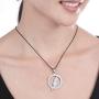 Stainless Steel Superhero Lightning Round Flash Pendant Necklace Leather Chain