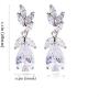 Teardrop CZ Bridal Earring Women’s Elegant Sterling Silver Cubic Zirconia Cluster Floral Leaf Crystal Rhinestone Wedding Dangle Drop Earring for Bride Bridesmaids Mother of Bride Party Prom