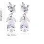 Teardrop CZ Bridal Earring Women’s Elegant Sterling Silver Cubic Zirconia Cluster Floral Leaf Crystal Rhinestone Wedding Dangle Drop Earring for Bride Bridesmaids Mother of Bride Party Prom