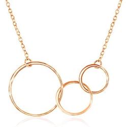 Sterling Silver, Rose, or Gold Plated, Created Blue or White Opal Three Generations Interlocking Circles 16+2'' Eternity Necklace