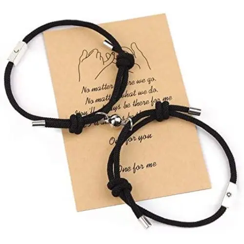 Magnetic Couples Bracelets,Adjust Size Magnet Bracelet for Couples Rope Braided Bracelet Gift for Women Men Boyfriend Girlfriend Best Friends Magnetic Couples Bracelets,Adjust Size Magnet Bracelet for Couples Rope Braided Bracelet Gift for Women Men Boyfriend Girlfriend Best Friends