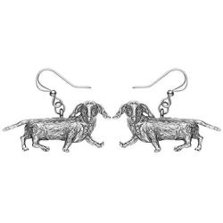 NEWEI Plated Alloy Antique Gold Miniature Dachshund Dog Earrings For Women Girls Drop Dangle Charm Pet Jewelry Gifts
