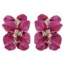 Navachi 18k Gold Plated White Crystal colorful Enamel Leaves Flower Omega Back Earrings
