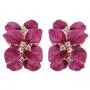 Navachi 18k Gold Plated White Crystal colorful Enamel Leaves Flower Omega Back Earrings Navachi 18k Gold Plated White Crystal colorful Enamel Leaves Flower Omega Back Earrings