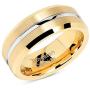 100S JEWELRY Tungsten Rings for Mens Gold Wedding Bands Silver Grooved Two Tone 8mm Wide Size 6-16