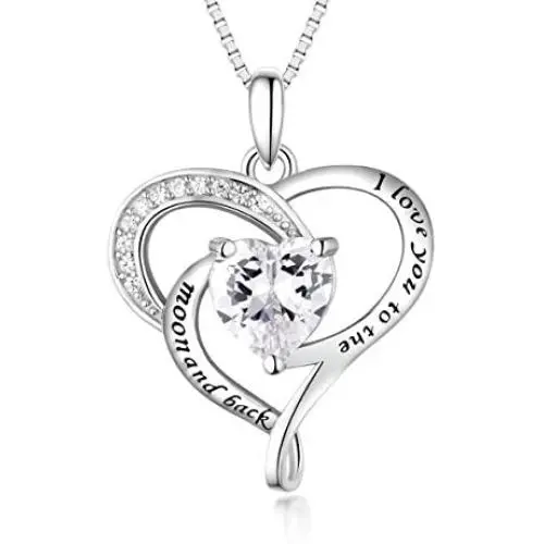 Bellrela Sterling Silver I Love You to The Moon and Back Necklace Heart Love Pendant Necklace Bellrela Sterling Silver I Love You to The Moon and Back Necklace Heart Love Pendant Necklace
