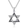 KINGWHYTE Star of David Necklace for Men Women 925 Sterling Silver Black White Cubic Zircoina Pendant Magen David Israel Jewelry 18+2''