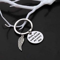 Gzrlyf Dad You Walk Beside Me Every Day Keychain Memorial Gifts for Loss of Father Mother Remembrance Gifts