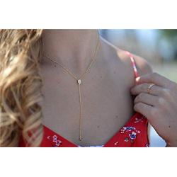espere Dainty Sterling Silver Necklace Small Waterdrop Lariat Necklace Y-Shaped