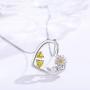 Waysles Daisy Flower Necklace for Women 925 Sterling Silver Heart Sunflower Necklace Jewelry Cubic Zirconia Birthday Gifts for Mother Girlfriend