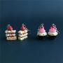DAMLENG 2 Pairs Unique Handmade Simulation Strawberry Layer Cake Dessert Dangle Drop Earrings Set for Women Girls Teens funny Creative Ice Cream Food Jewelry Gifts