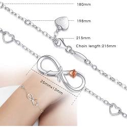 BlingGem Infinity Bracelet for Women 925 Sterling Silver Rose Flower Sideways Dainty Cross Faith Religious Bracelet Birthday Anniversary Mothers Gift for Women