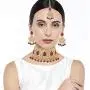Aheli Faux Pearl Choker Necklace with Earrings Indian Traditional Bollywood Jewelry Set for Women Girls