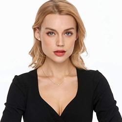 Howoo 14K Gold Plated Dainty Necklaces and Stud Earrings Set Cubic Zirconia Pendant Necklace Gold Earrings for Women Girls Gift