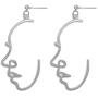 D.Rosse 4 Pairs Unique Abstract Human Face Dangle Earrings Hollow Face Hand Shape Gold Silver Statement Drop Studs Earrings Jewelry Set for women Girls