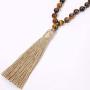 BALIBALI 8MM Beads Chakra Long Mala Necklace Natural Stone Meditation Statement Necklace Japa Yoga Buddhist Rosary Prayer Charm Beaded Tassel Necklace