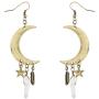 Lux Accessories burnished Gold Celestial Cresent Moon Star Charm Dangle Earrings