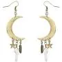 Lux Accessories burnished Gold Celestial Cresent Moon Star Charm Dangle Earrings Lux Accessories burnished Gold Celestial Cresent Moon Star Charm Dangle Earrings
