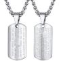 PROSTEEL Lords Prayer Tag Necklace, Stainless Steel Praying Hands Pendant & Chain, Mens Womens Necklace, 22inch-24inch, Come Gift Box