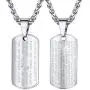 PROSTEEL Lords Prayer Tag Necklace, Stainless Steel Praying Hands Pendant & Chain, Mens Womens Necklace, 22inch-24inch, Come Gift Box